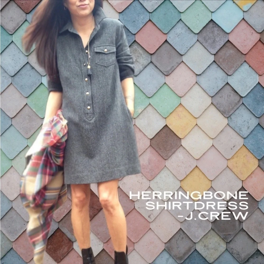 J. Crew herringbone shirt dress